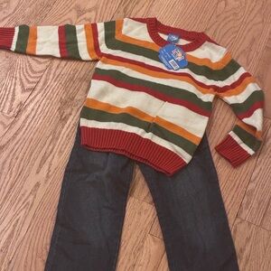 Striped Multicolor Sweater and Jeans Set